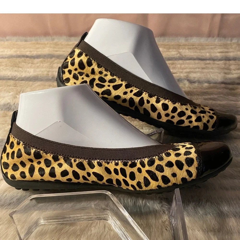Geox Respira Animal Print Ballet Flats Cap Toe Comfort‎ Shoes EU 37, US 6.5 EUC